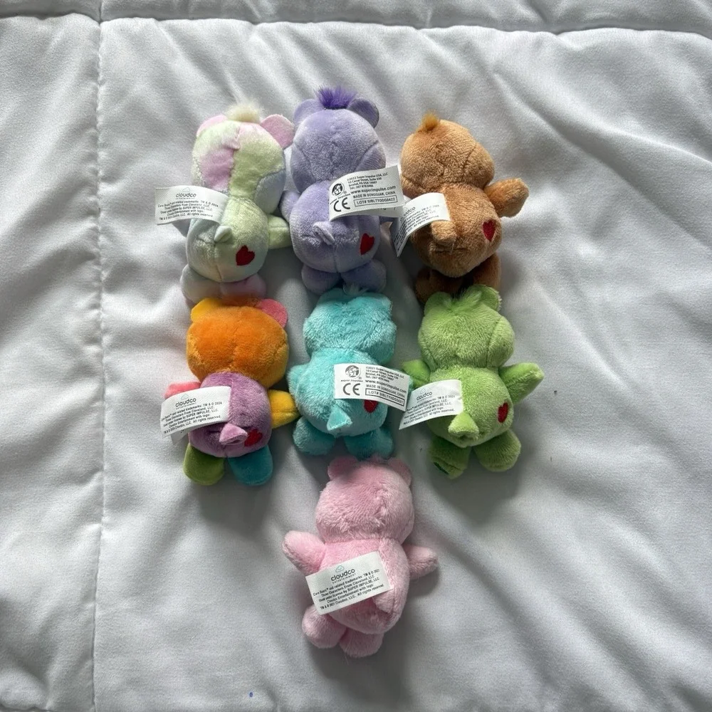 Care Bears Mini Plush Bear Set Of 7 Tenderheart Good Luck Cheer Wish Share‎